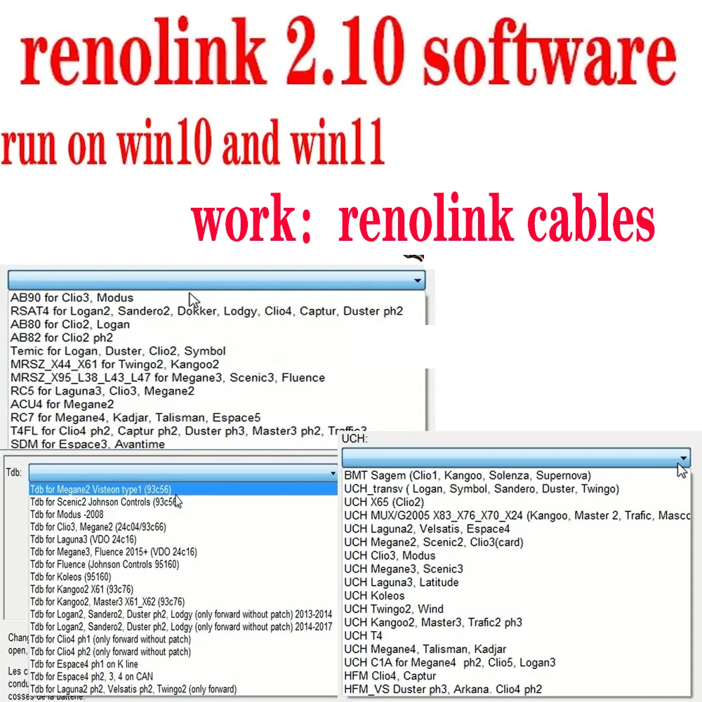 Renolink V2.10 OBD2 Diagnostic Interface for Renault Vehicles ECU Programmer Airb-ag Code Readers