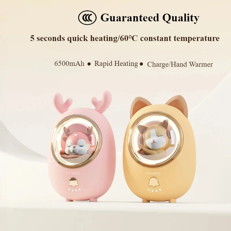 Eary Cute Mini Rechargeable Hand Warmer Power Bank Type-C Port Winter Essential Compact Portable Thermostat Gift for Children