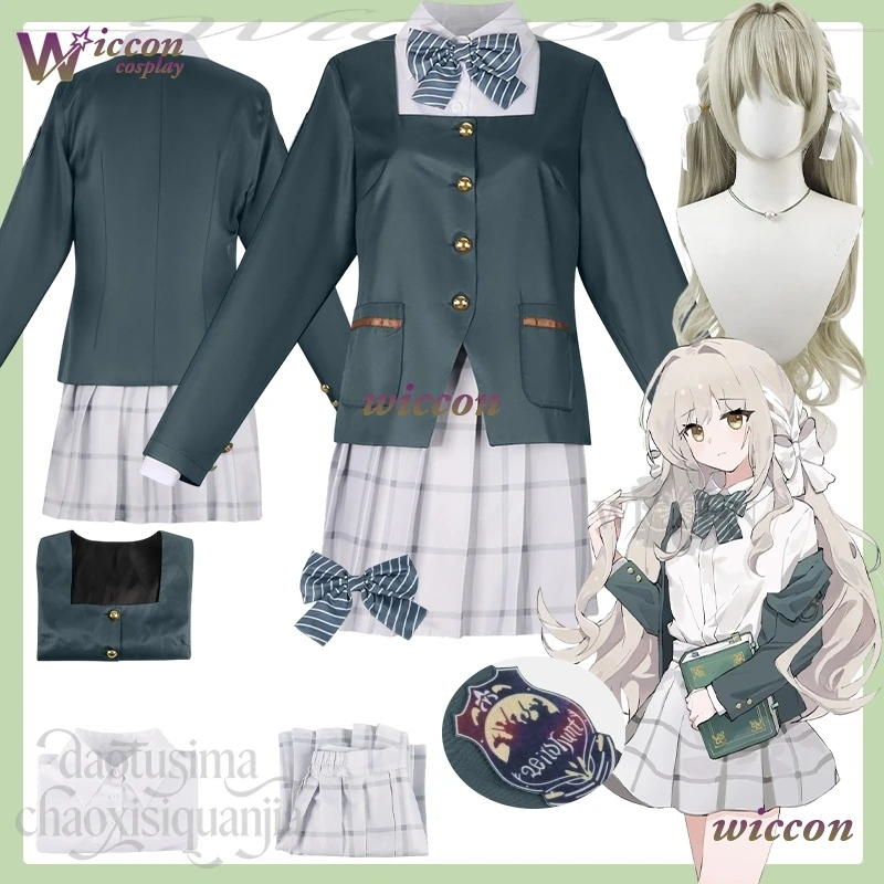 ynot-サカライミヨアニメコスチュームかわいいグリーン-jk-日本の学校ドレスコート弓ロングウィッグかわいい女性コスプレゲームブルーアーカイブ