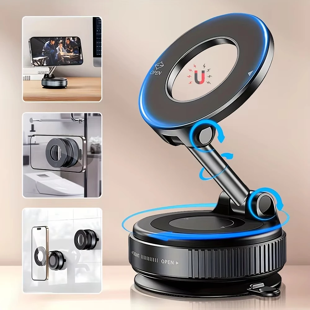 

Car Mount Electric Vacuum Magnetic Holder Foldable Strong Suction Stand For Cell Phone For iPhone Samsung Huawei Live Streaming