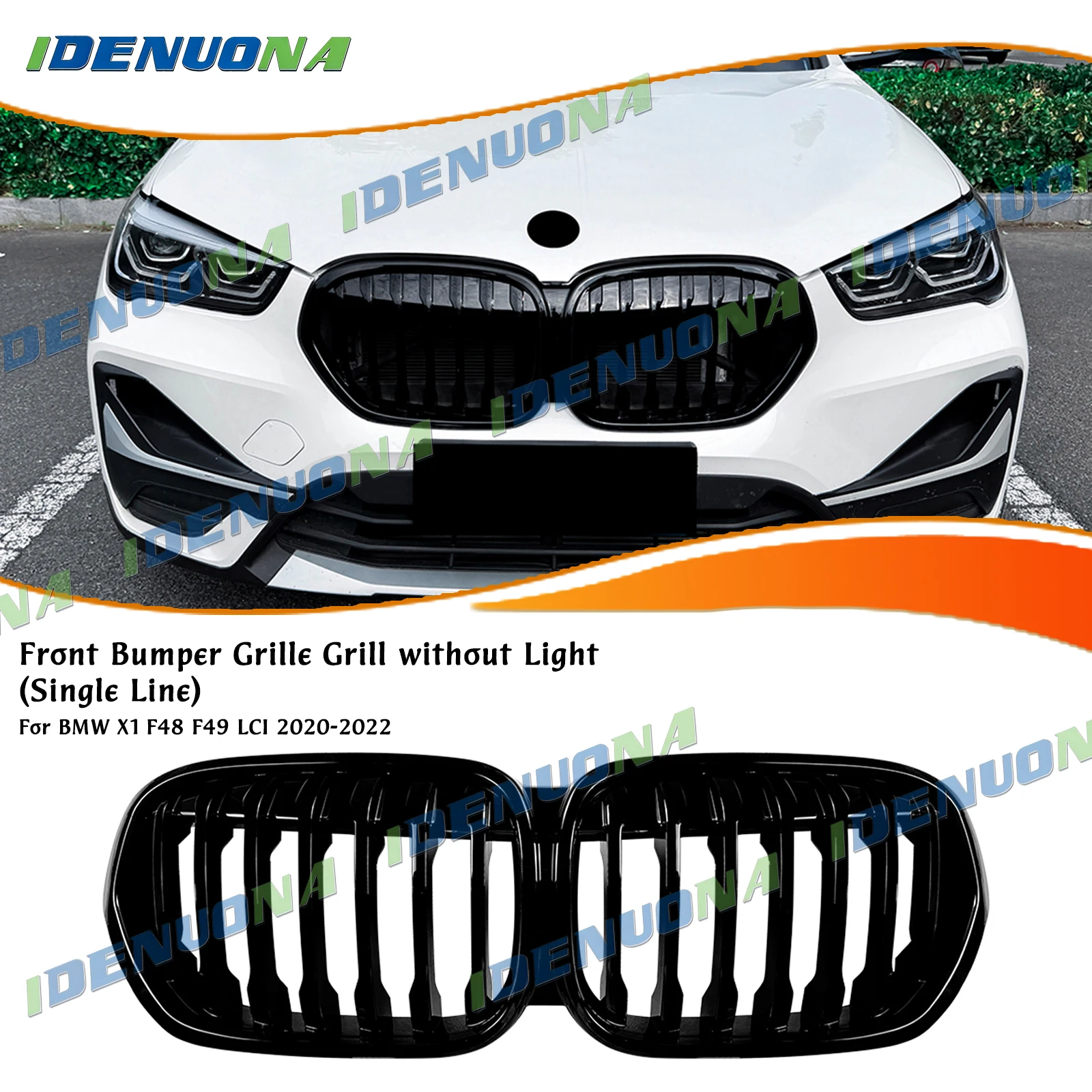 Für BMW X1 F48 F49 LCI 2020-2022 Frontnieren-Kühlergrill Stoßstangengitter Mittelgitter Rennsport-Grill