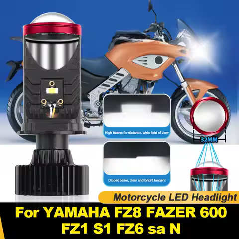 1Pc H4 LED Projector Lens Motorcycle Headlight Canbus 6000K Hi/Lo Beam Moto Light 12V For YAMAHA FZ8 FAZER 600 FZ1 S1 FZ6 sa N