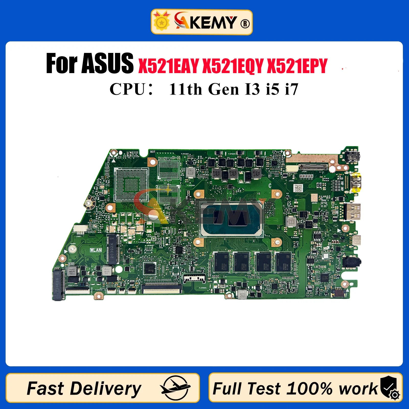 

X521EA Материнская плата для ноутбука ASUS VivoBook X521E I521E R521E K533E S533E X521EAY X521EQY X521EPY Материнская плата с 11-го поколения I3 i5 i7