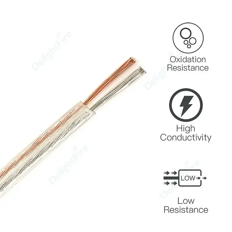 2pin Electrical Wire 22/18 AWG Gauge Speaker Wire Tinned Copper Insulated Transparent PVC For Home Speaker System Sound Systems