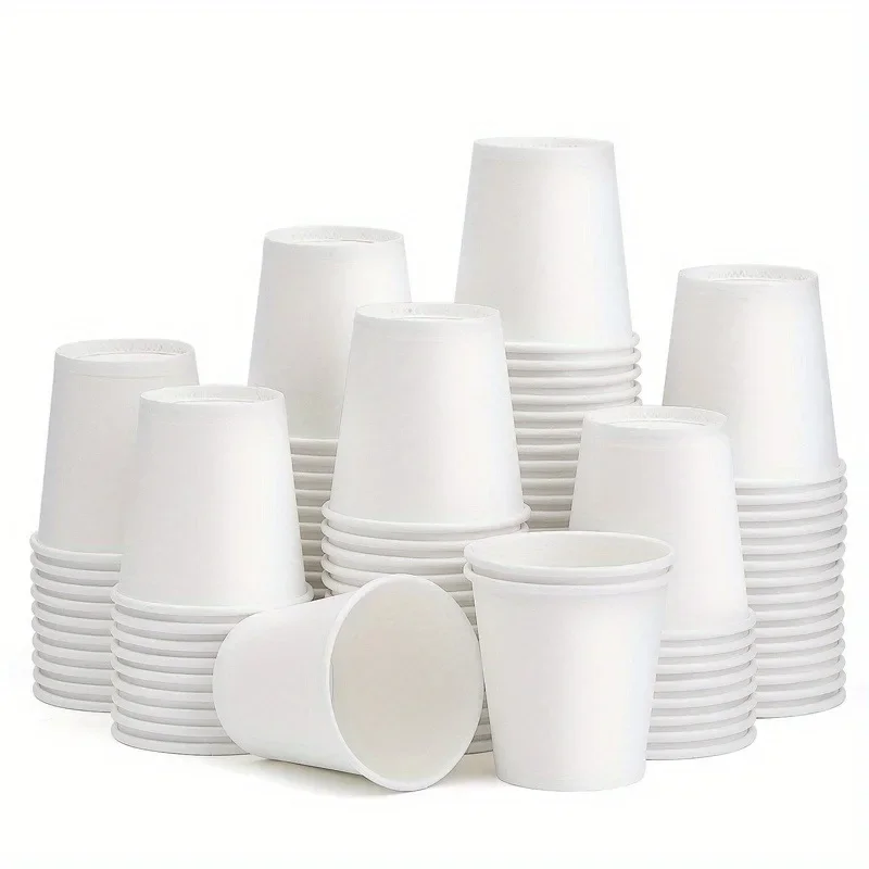 Vasos pequeños de papel desechables para fiestas, minivasos de enjuague bucal de baño para restaurantes y cafés, 50/100 piezas