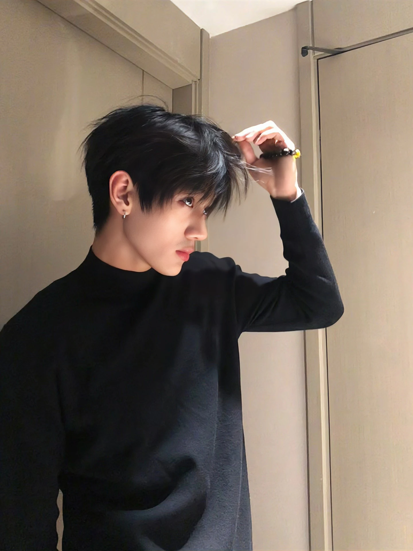 

Мужской облегающий трикотажный свитер с высоким воротником и начесом, осенне-зимний повседневный базовый слой для ношения под одеждой