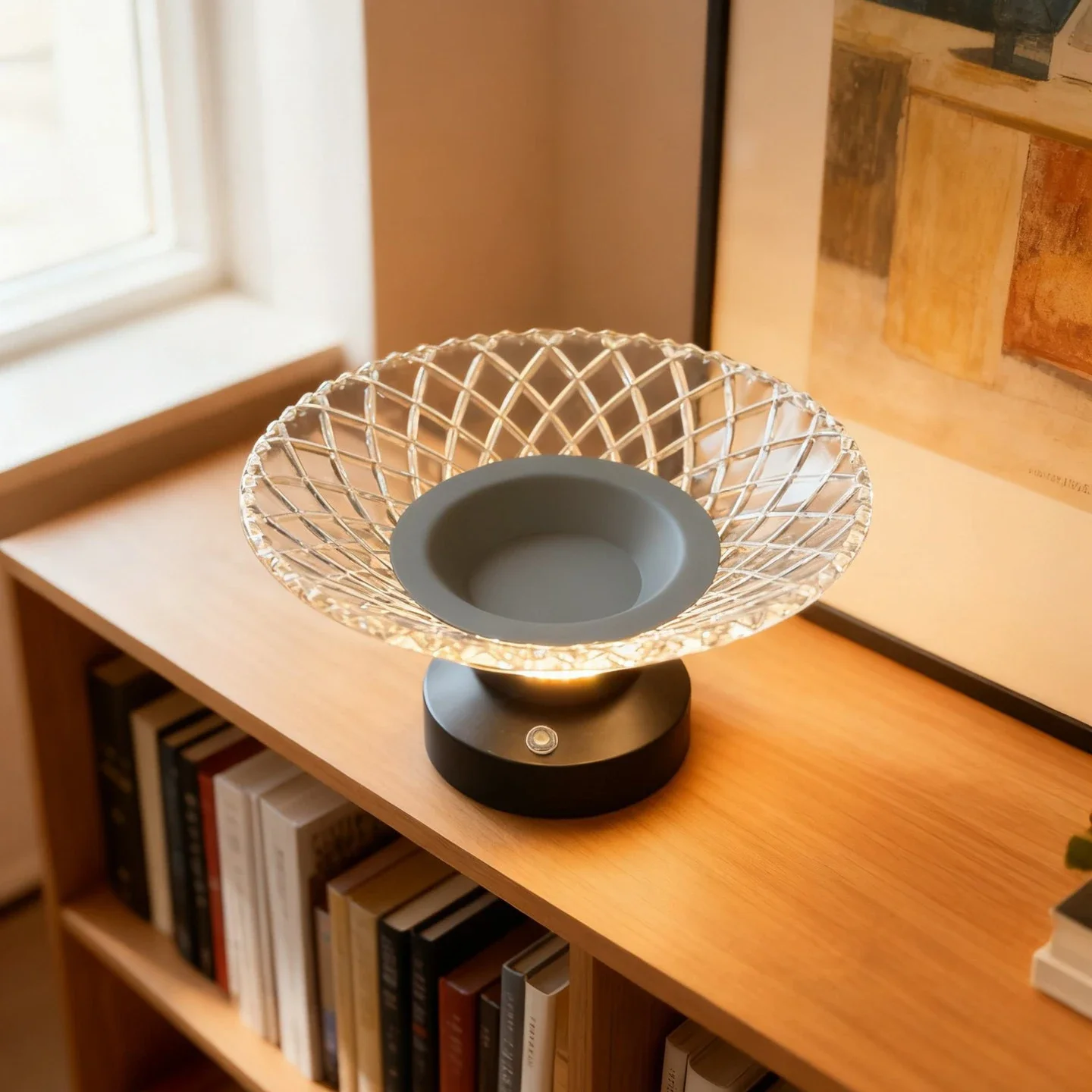 KFV LED Light Fruit Plate Rechargeable 3Colors NightLight Dining Room Table Household Basket Lamp Candy Dried Snacks Storage
