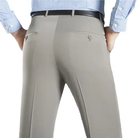 ICPANS 남성용 비즈니스 바지, 정장 여름 바지, 오피스 코튼 바지, 스트레이트 루즈 드레스 바지, 빅 사이즈 40 42 44