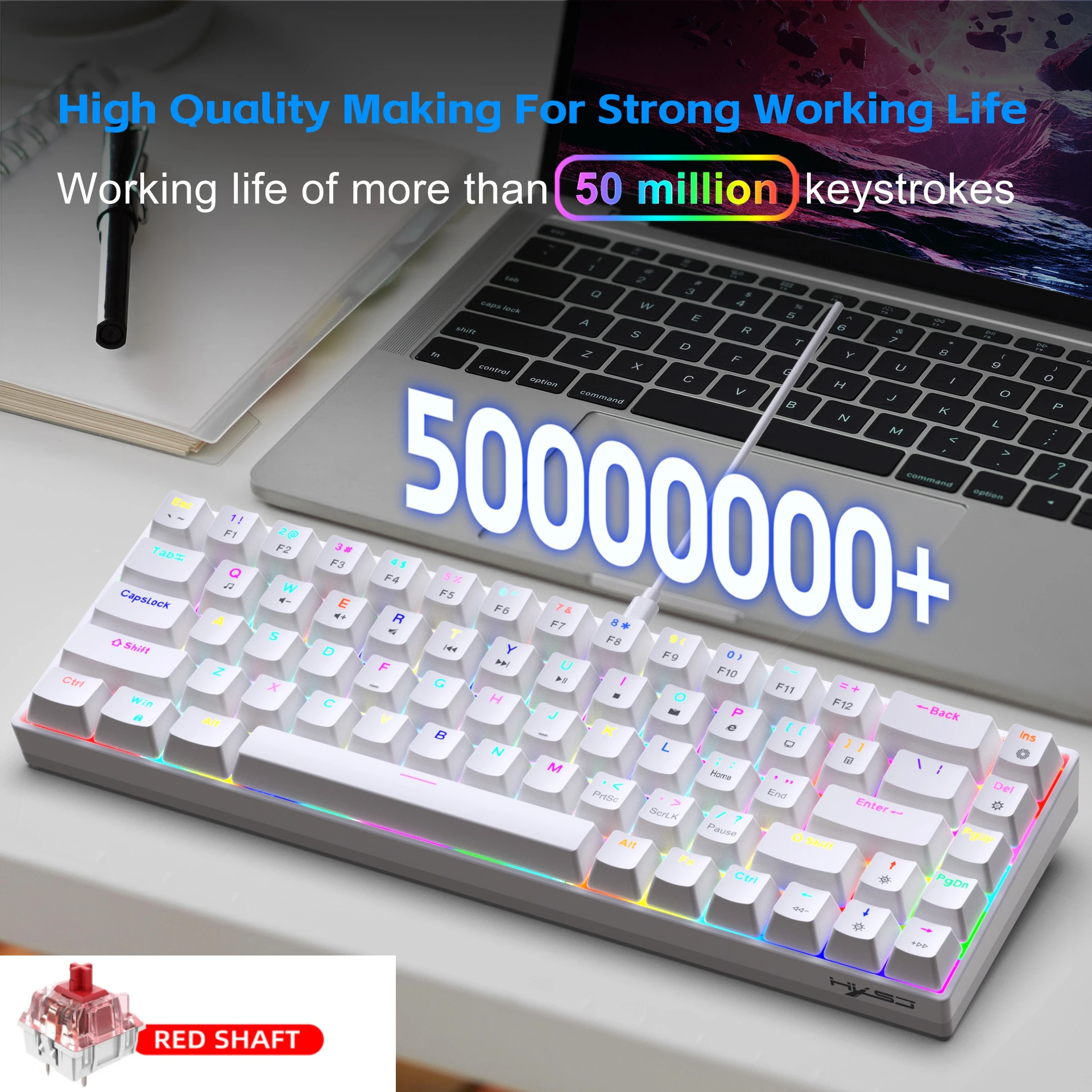 

Hot swappable keyboard mechanical RGB wired keyboards gamer 68 key board white lady teclado branco clavier tastatur pc claviers