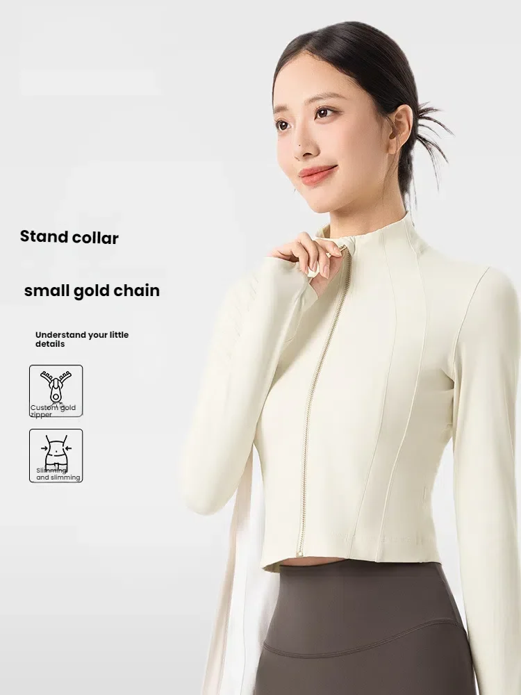 

Women's Autumn Winter Sports Jacket Windproof Stand-up Collar slimming Long-sleeved Yoga Suit Pilates Fitness Top Woman Clothing
