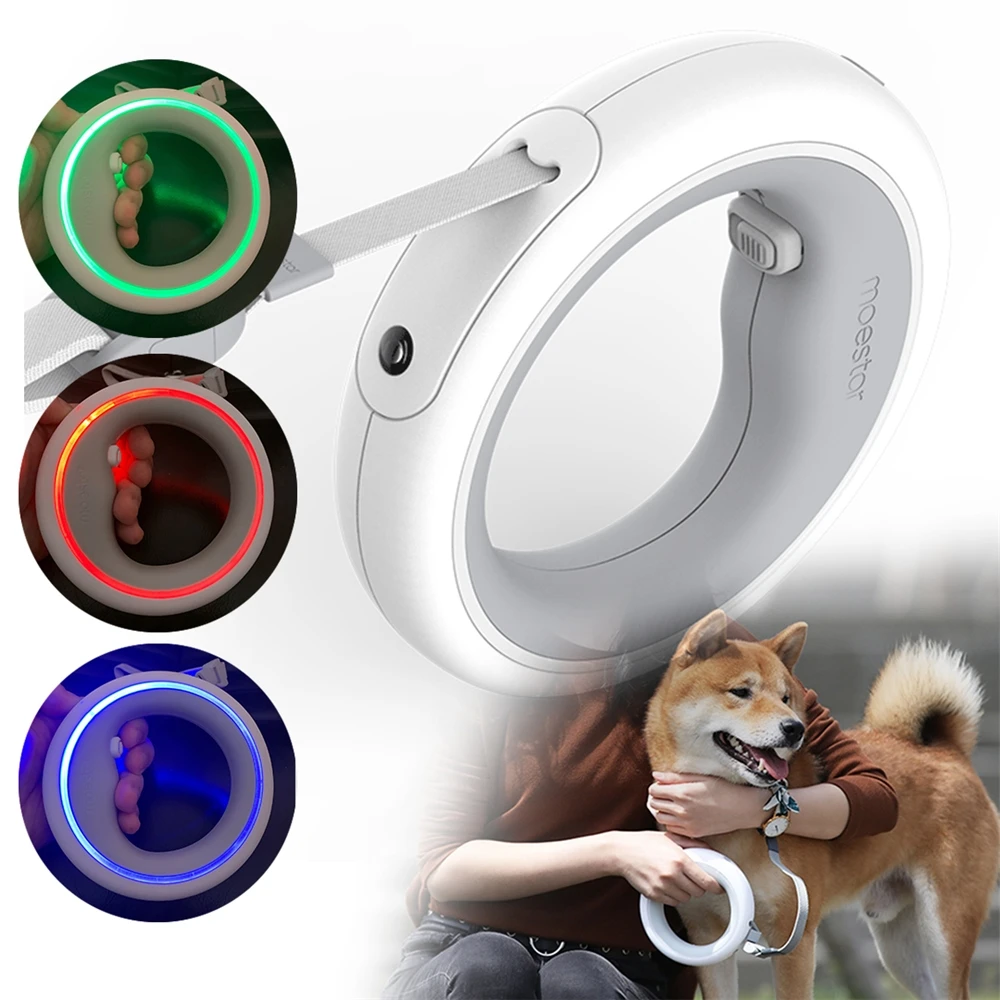 

2023 Upgraded Moestar V 2.0 Dog Leads Rope Smart Dog Leash Hands Free Anti-shock Walking LED Light Retractable UFO Pet Leash