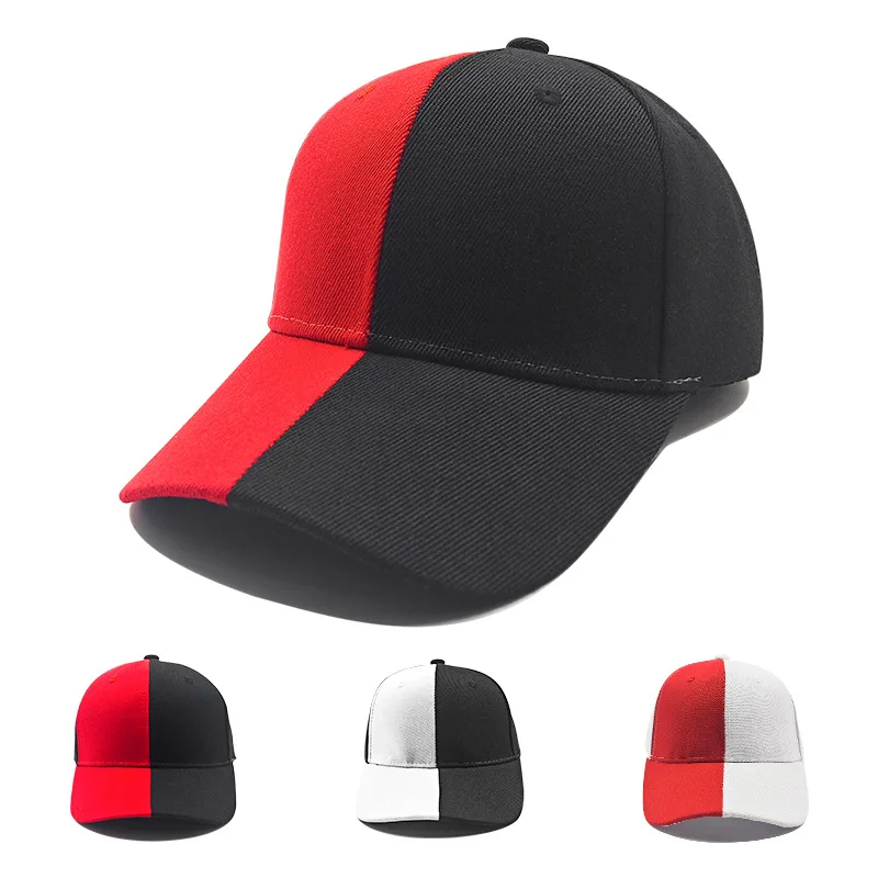 Two-Tone Color Block Baseball Cap, Hard Crown Plain Cap, Custom Embroidery Logo Outdoor Hat