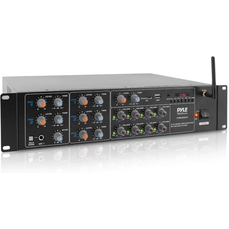 

Pyle 8-Channel Wireless Bluetooth Power Amplifier - 4000W Rack Mount Multi Zone Sound Mixer