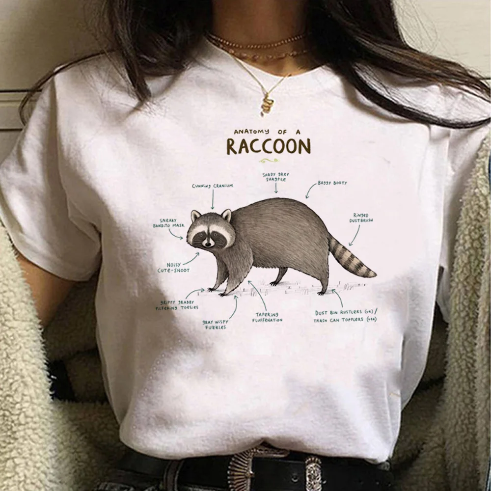 Racoon top women designer streetwear t shirt girl y2k 2000s clothing