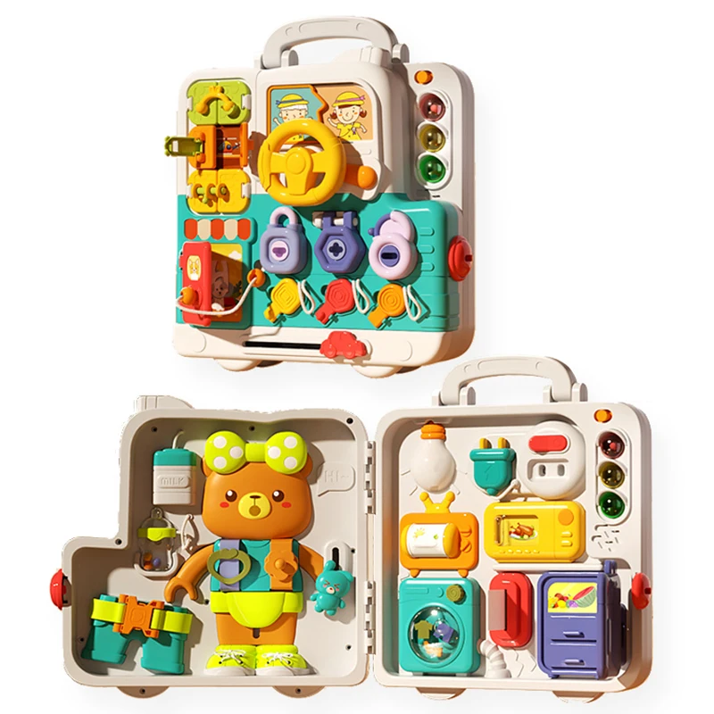 Tablero sensorial ocupado para bebé, juguetes Montessori, interruptor de luces musicales, juego de viaje multifunción, juguete de actividades educativas tempranas para niños