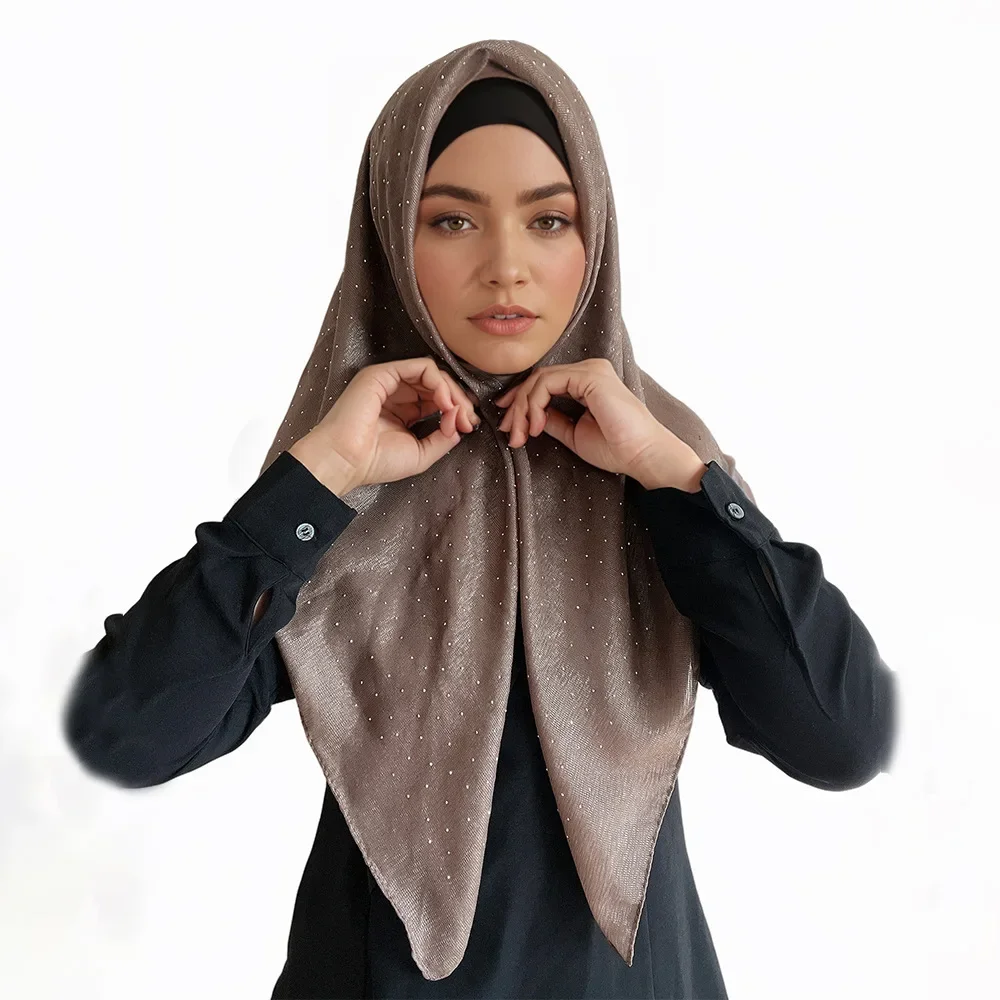 90*90CM The New Malaysian Square Silk Silk Silk Scarf Full of Star Hot Diamond Indonesia Wrapped Gauze Scarf