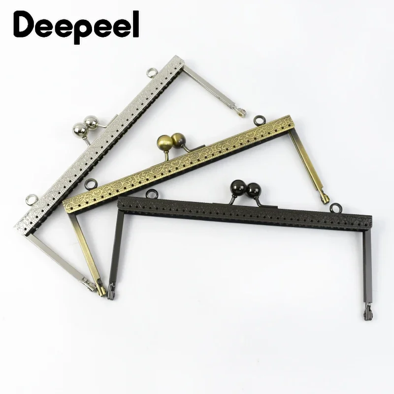 1/2/5 Uds Deepeel 19cm mango cuadrado de Metal en relieve marco de monedero cierre de beso bolsas DIY soportes de costura accesorios de asas de