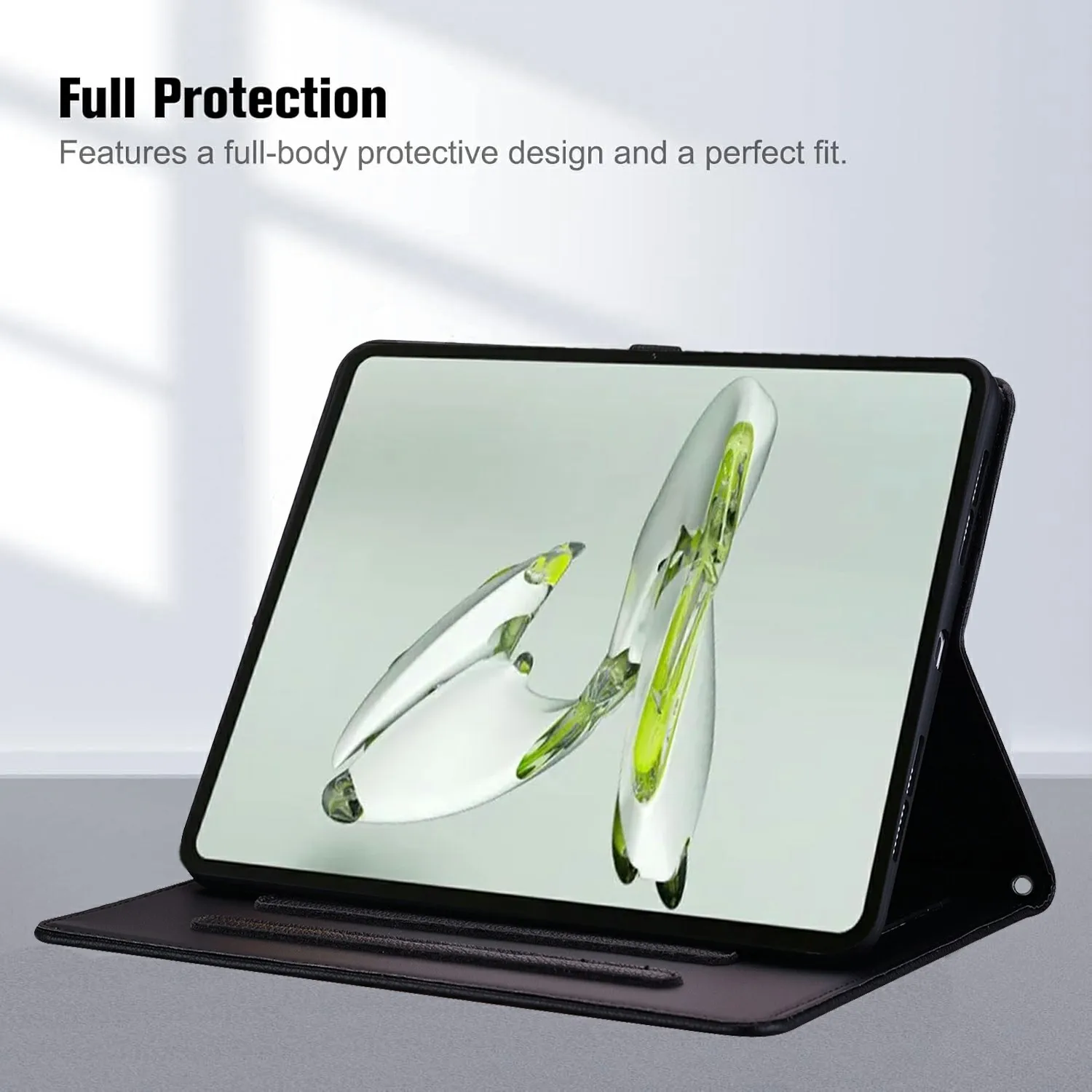 For OnePlus Pad Pro / Pad 2 Case 3D Effect Cat Pattern Leather Stand Tablet Cover with Wallet, Stylus Holder - Black