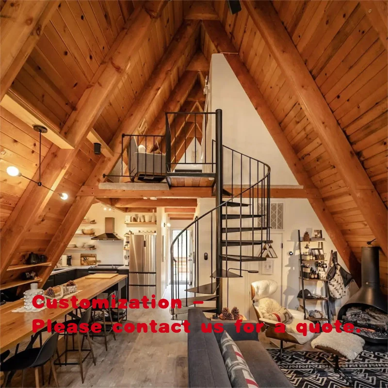 

Компактная внутренняя лестница с центральной стальной колонной и ступенями из орехового дерева для современных квартир