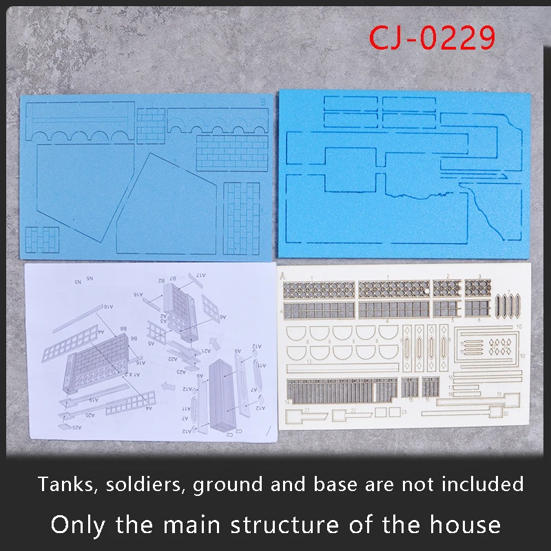 1/35 Model Scenario Suite DIY Handmade Materials Scenario Architecture Sandtable War Damaged Modern Buildings Hobby Making