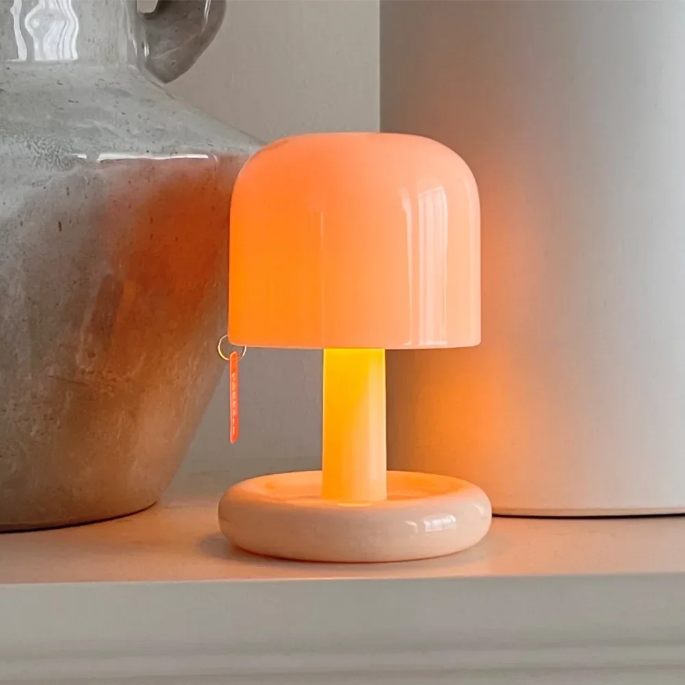 Mini Desktop Zonsondergang Nachtlamp Usb Oplaadbare Paddenstoel Tafellampen Led Bureau Nachtlampje Voor Koffiebar Thuis Slaapkamer Decoratie