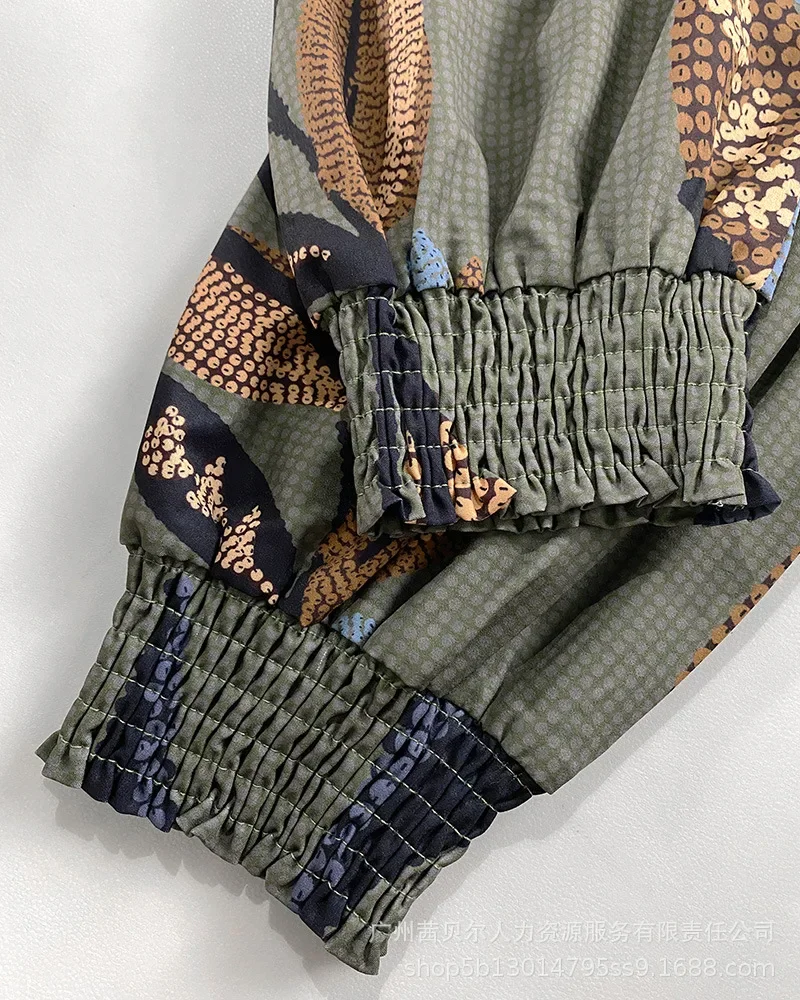 Print ronde hals halve mouw dames zomer hoge taille planten midi-jurk sexy jurk