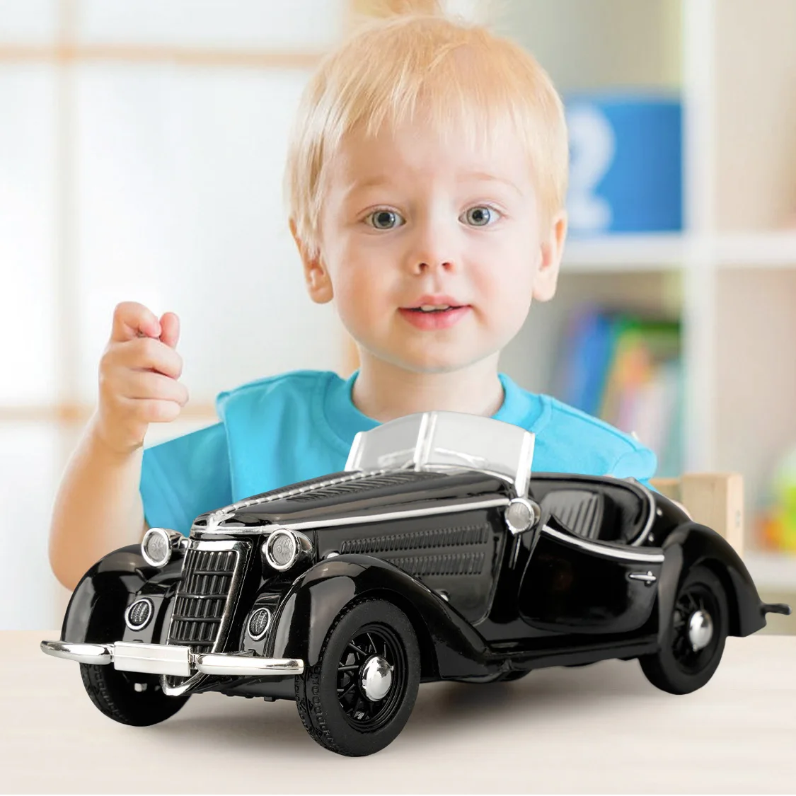 Coche de juguete modelo Audi Wanderer W25k Roadster, coche de juguete extraíble de aleación de Zinc con sonido y luz para niños, regalo para niños y niñas, 1:32