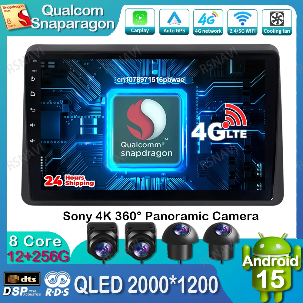 

Автомобильный радиоприемник Android 15 для Renault Master 2019 2020 2021 2022, беспроводной Carplay, автонавигация, головное устройство QLED DVD Qualcomm GPS DSP