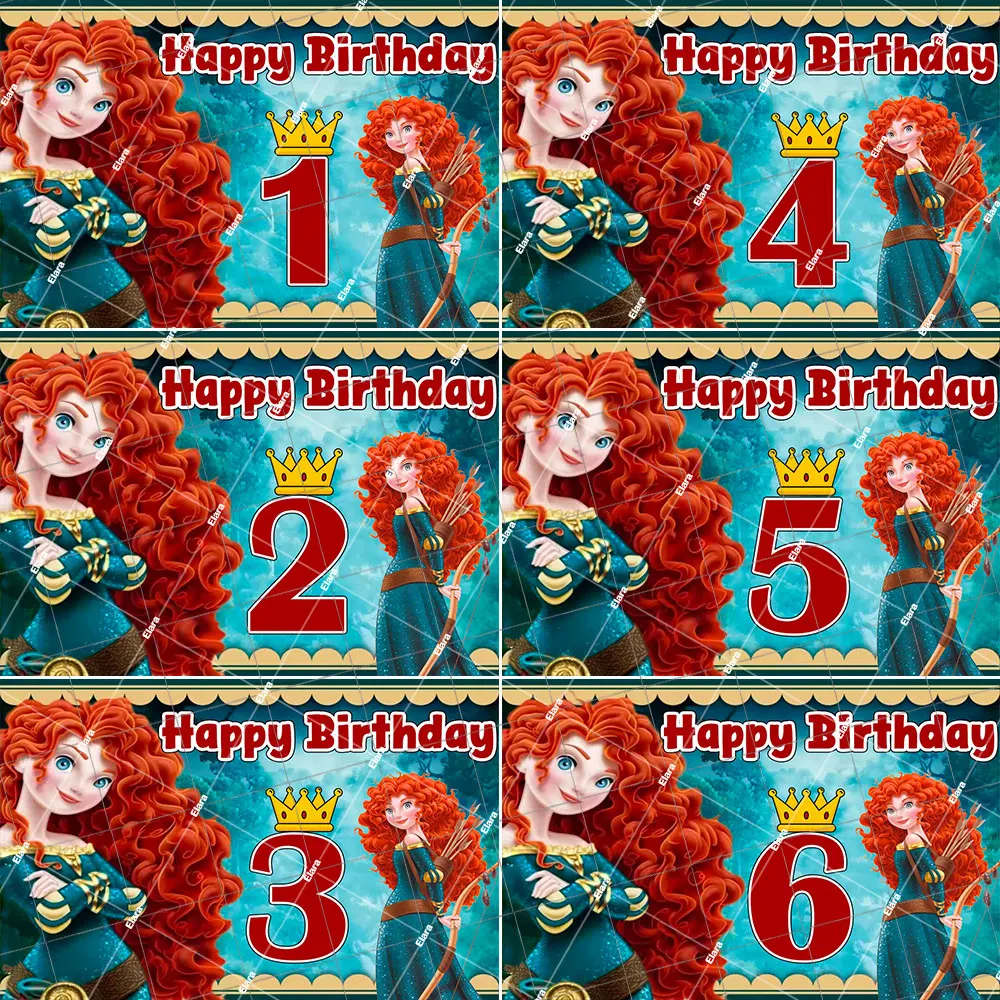 

Brave Merida Princess Girls Birthday Party Decor Cute Girl Baby Shower Photography Backdrop Custom Banner Poster For Girl Gifts