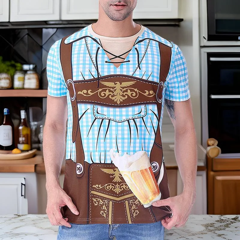 Harajuku New 3D German Oktoberfest Beer Festival Printing T-Shirt Germany Beer Festival Costume Graphic Tee Shirts Mens Clothing