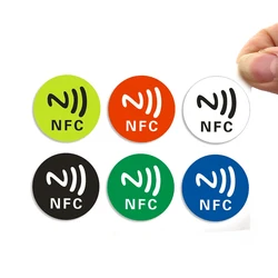 NFC 태그 스티커 프로그래밍 가능 재기록 가능 13.56MHZ RFID 태그 Ntag 213 NFC 칩, 삼성에 적합한 휴대폰 NFC 결제용, 세트당 6 개