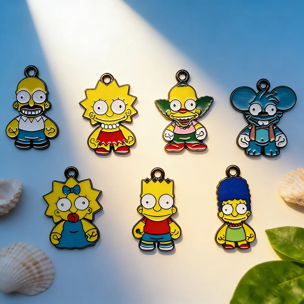 7pcs the Simpsons Family Charms Alloy Metal DIY Accessories for Jewelry Making Earrings Bracelets