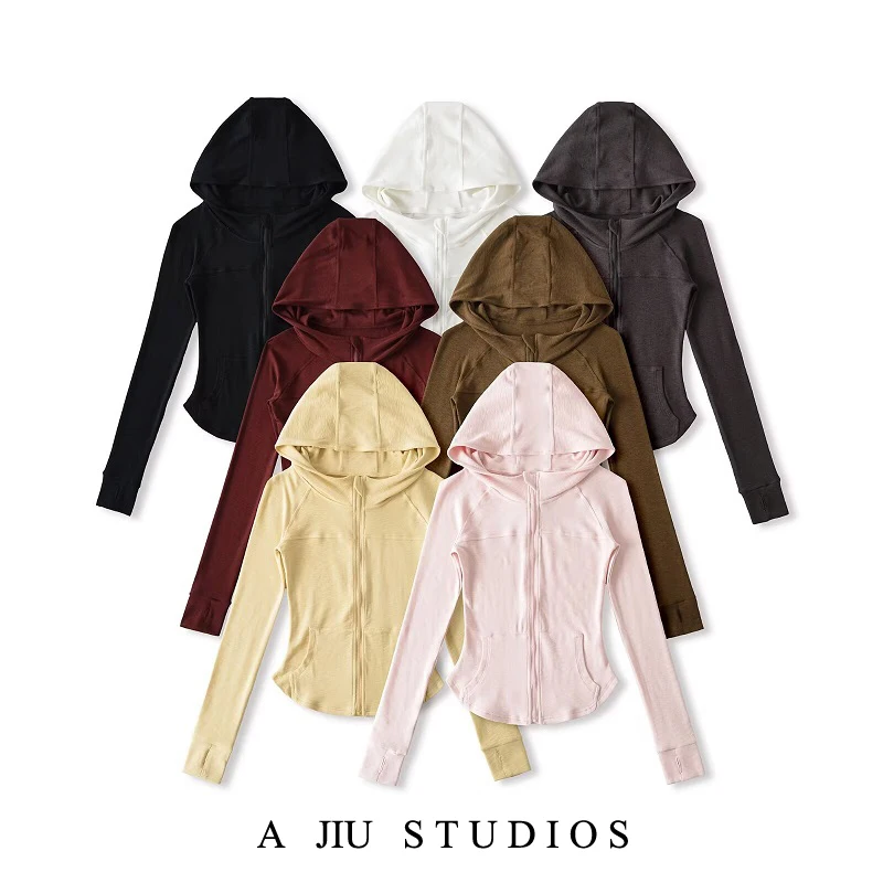 아메리칸 슬레 빈티지 지퍼 가디건 후드 허리 조임 스웨트셔츠 여성용 가을 다용도 캐주얼 슬림핏 롱 스웨트셔츠