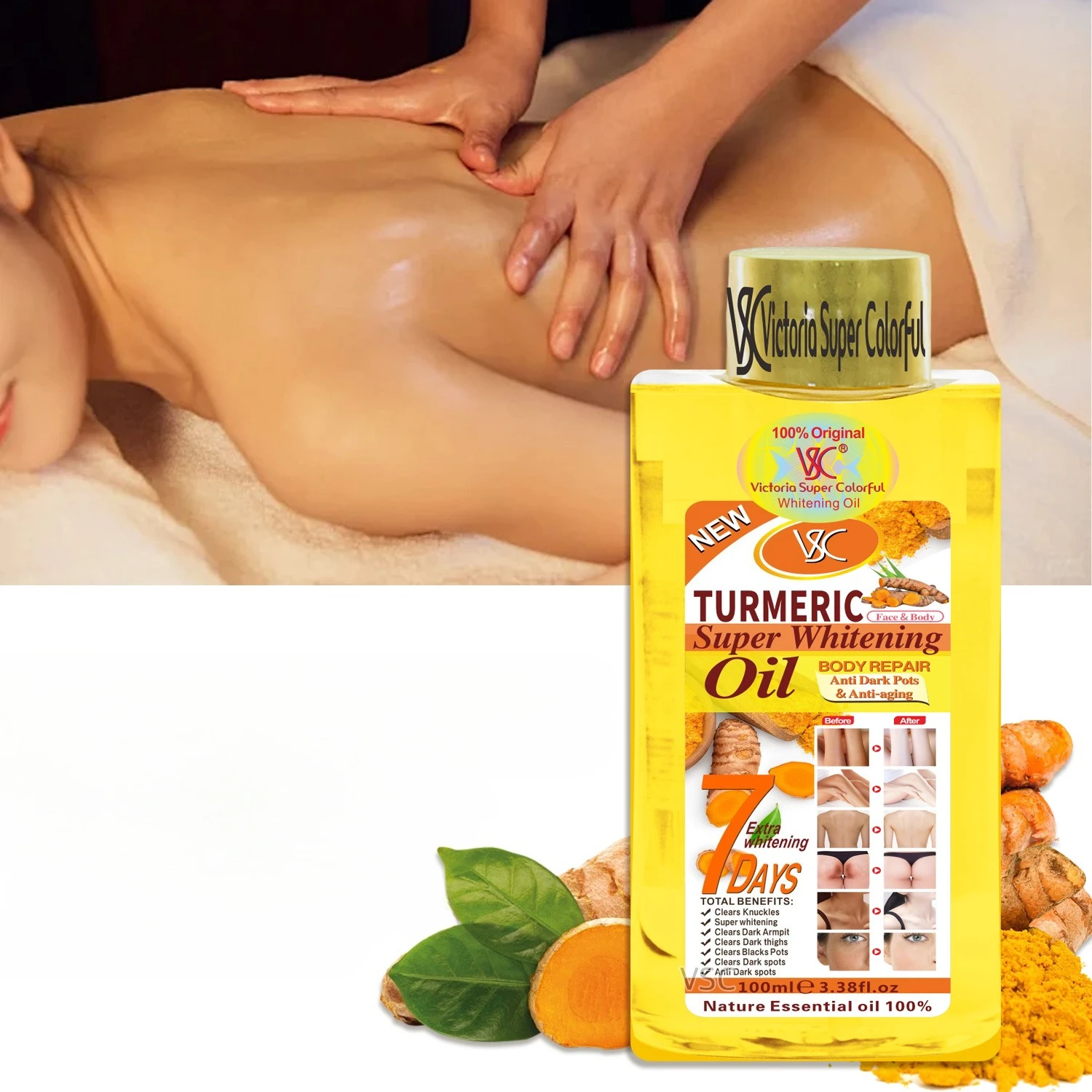 Carrot Essential Oil Facial Body Hair Care Papaya Massage Oil Body Nourishing Massage Brightening Turmeric Oil 100ml  Skincare