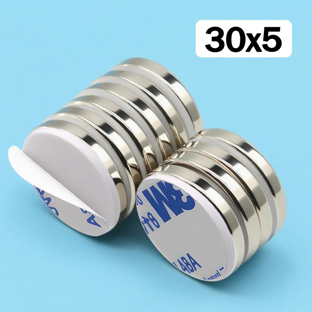 30x3mm Super Powerful Round Neodymium Magnet  With double-sided adhesive Magnet N35 Strong Permanent Magnetic imanes