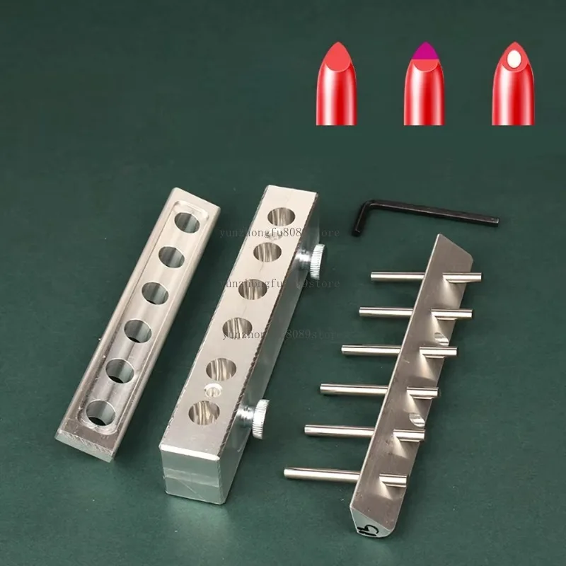 6-Cavity Aluminum Lipstick Mold for Dual-Color & Core Design DIY Lipstick Making (Standard 12.1mm Inner Diameter)