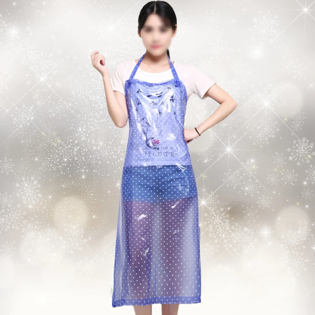 

1pc Oil-proof Apron Sleeveless Waterproof Save-all Transparent PVC Apron Cooking Supply Blue