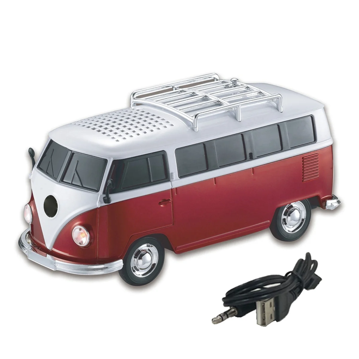 Colorful Mini Bluetooth Speaker Car Shape Mini Bus Speaker Support Fm +U Disk Insert Card Mini Bus Shape Loudspeak Red