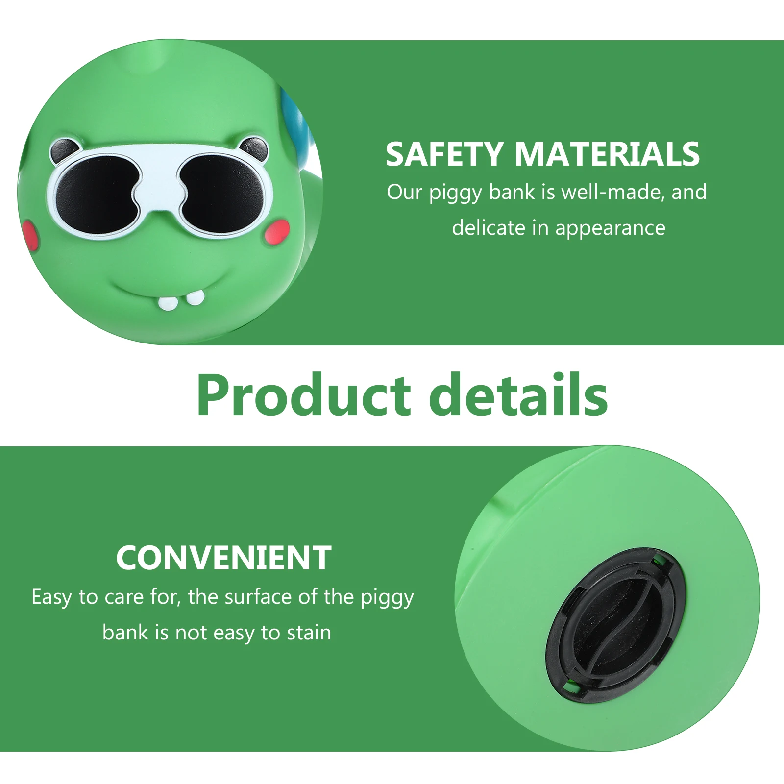 

Adorable Dinosaur-Shaped Piggy Bank Kids Coin Jar Anti-Fall Green Household Savings Pot Desktop Decor Gift for Children