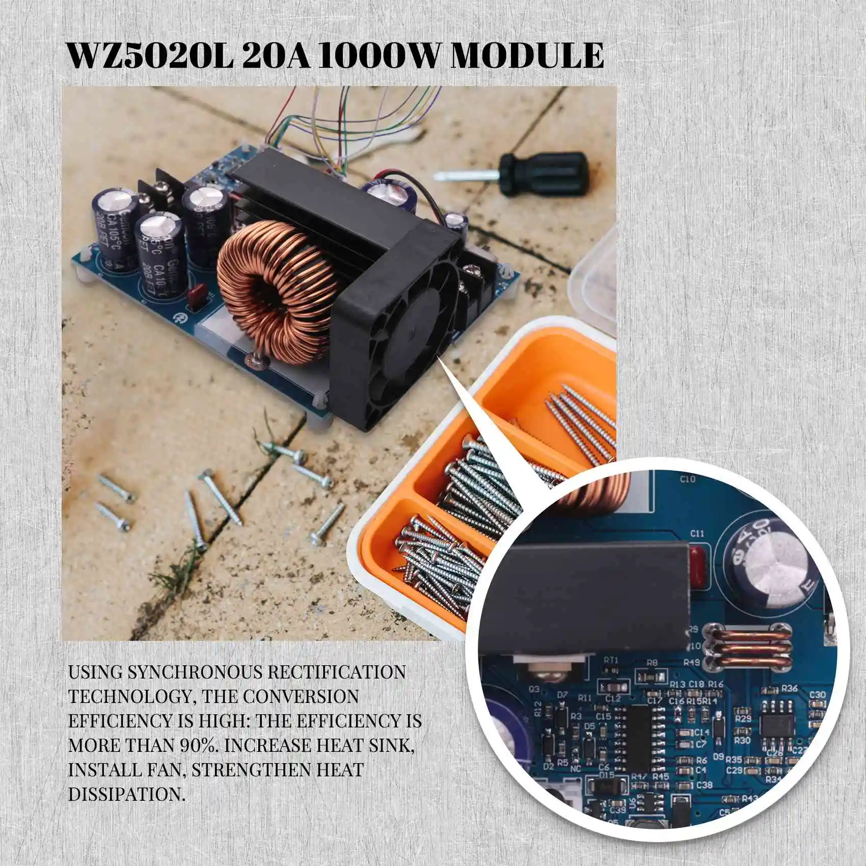 AC18(Guaranteed) WZ5020L 20A 1000W DC DC Buck Converter CC CV Step-Down Power Module Adjustable Voltage Regulated Power Supply