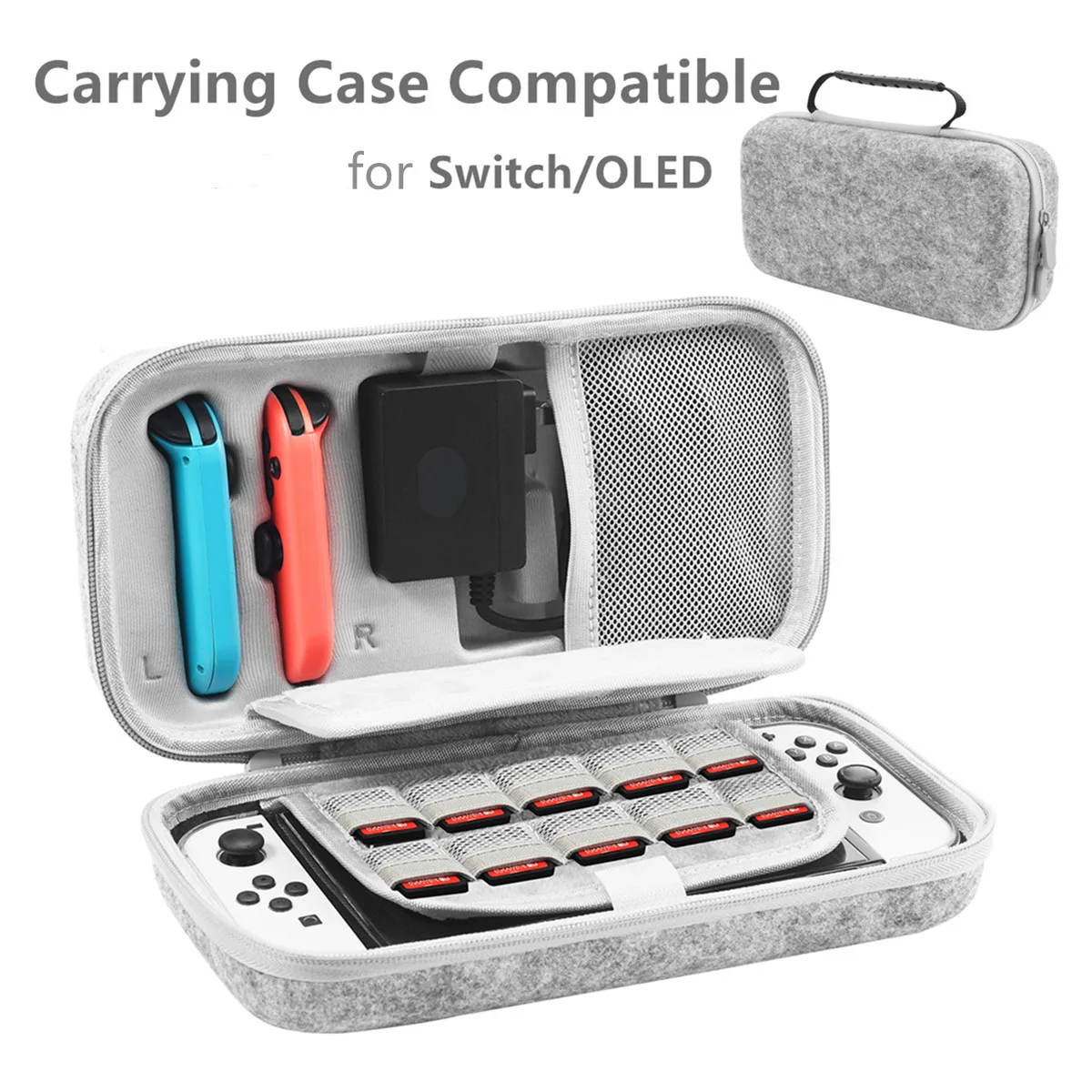 

For Nintendo Switch/OLED Storage Bag Game Accessories Kit Hard Shell Travel Bag JoyCon Protective Cover Anti-Scratch OxfordCloth