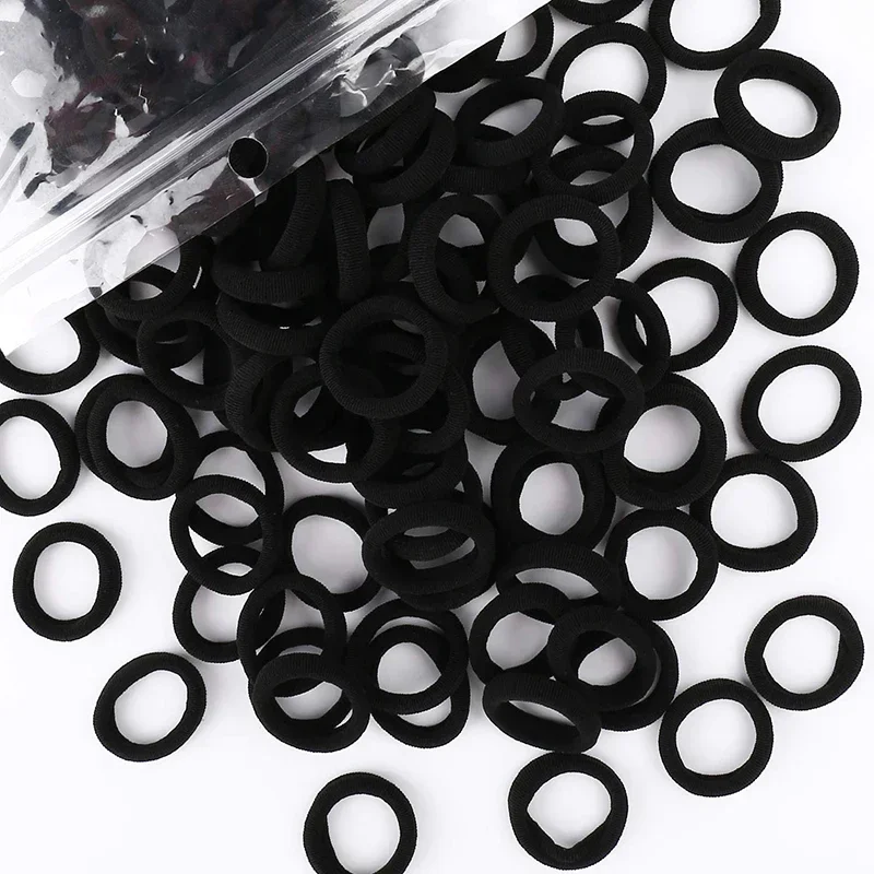 100pcs Simple High Elastic Headband Black Basic Ponytail Holders Hair Bands Women Girls Rubber Ropes Scrunchies Ties Accessories