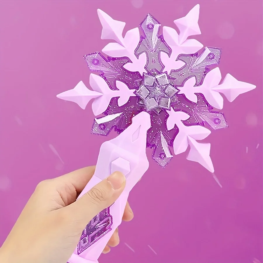 Princess Snowflake Glowing Magic Wand Glowing Sound Magic Fairy Wand Toy Christmas Halloween Girl Cosplay Prop One Piece