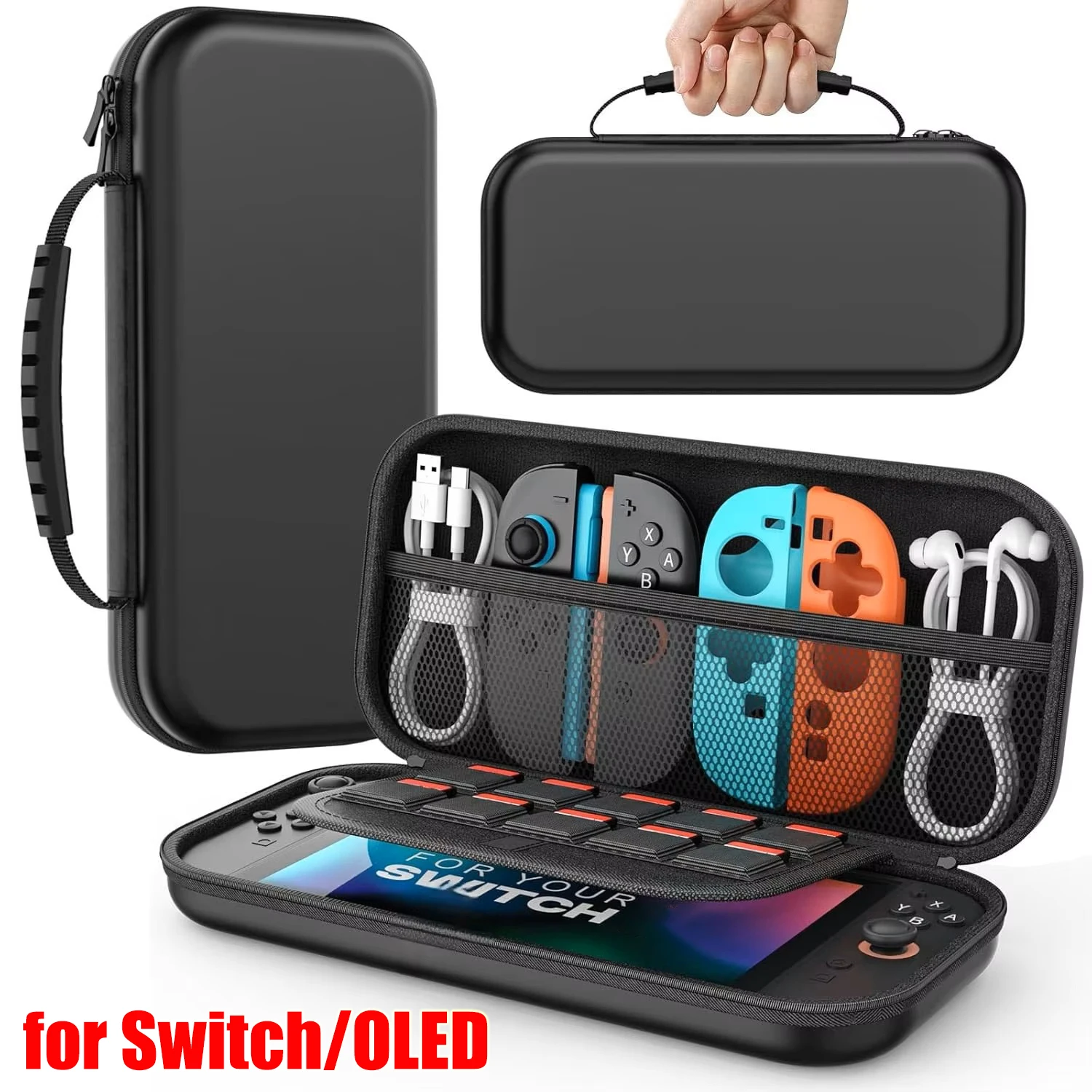 Bolsa de transporte para Switch OLED, Compatible con NS, Switch/Switch OLED, bolsa de mano con más espacio para NS y OLED