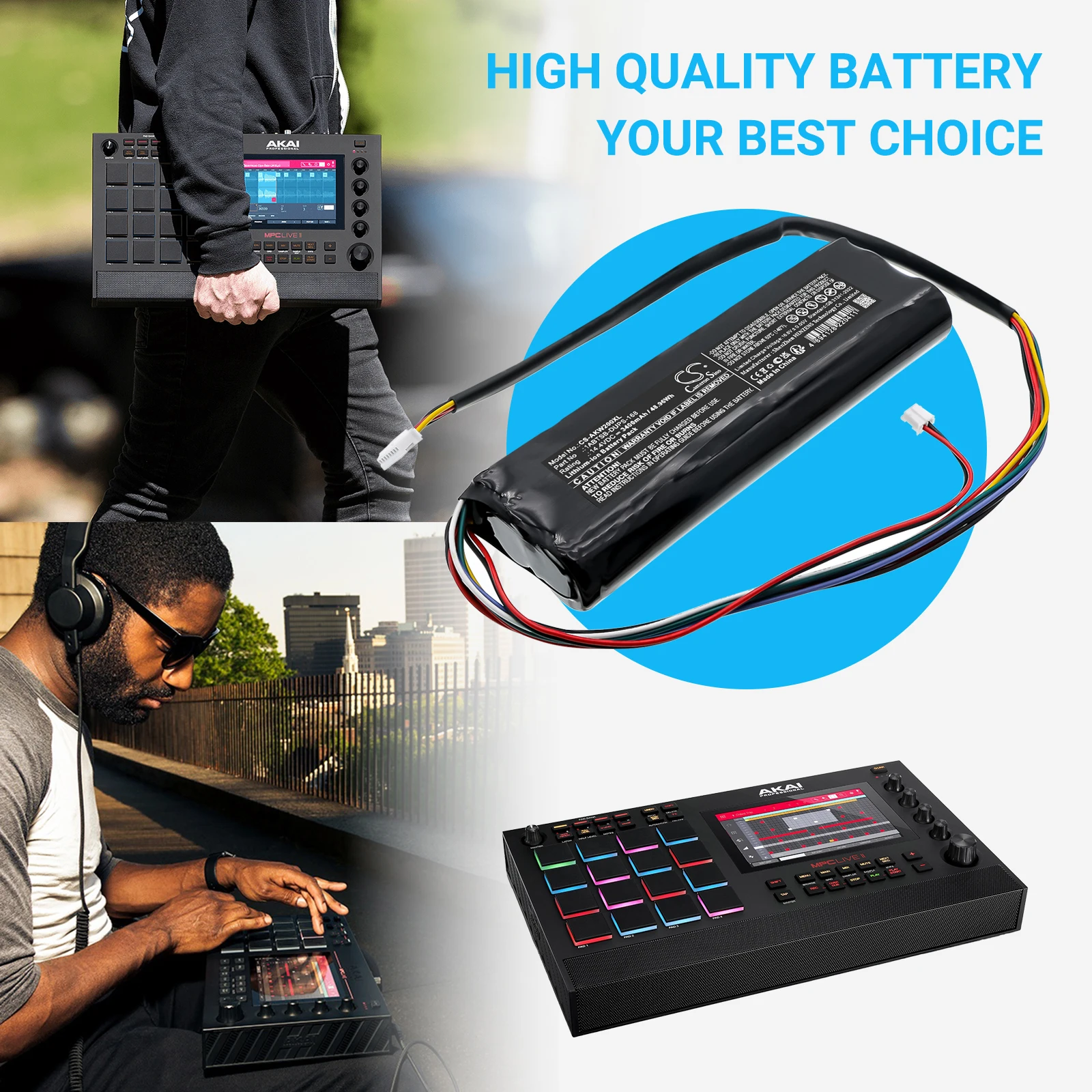 CS Replacement Battery for Akai LIVE II,MPC Live,MPC Live MK2 PN:1ABTSB-DUPS-168,BT4-YH001L 3400mAh / 48.96Wh