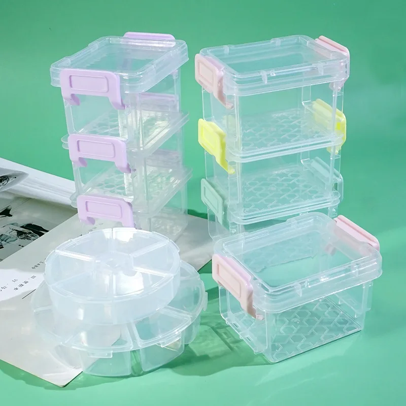 

Best Cute 3-layer transparent storage box Hairpin Hair accessories Storage box diy cream glue handmade materials