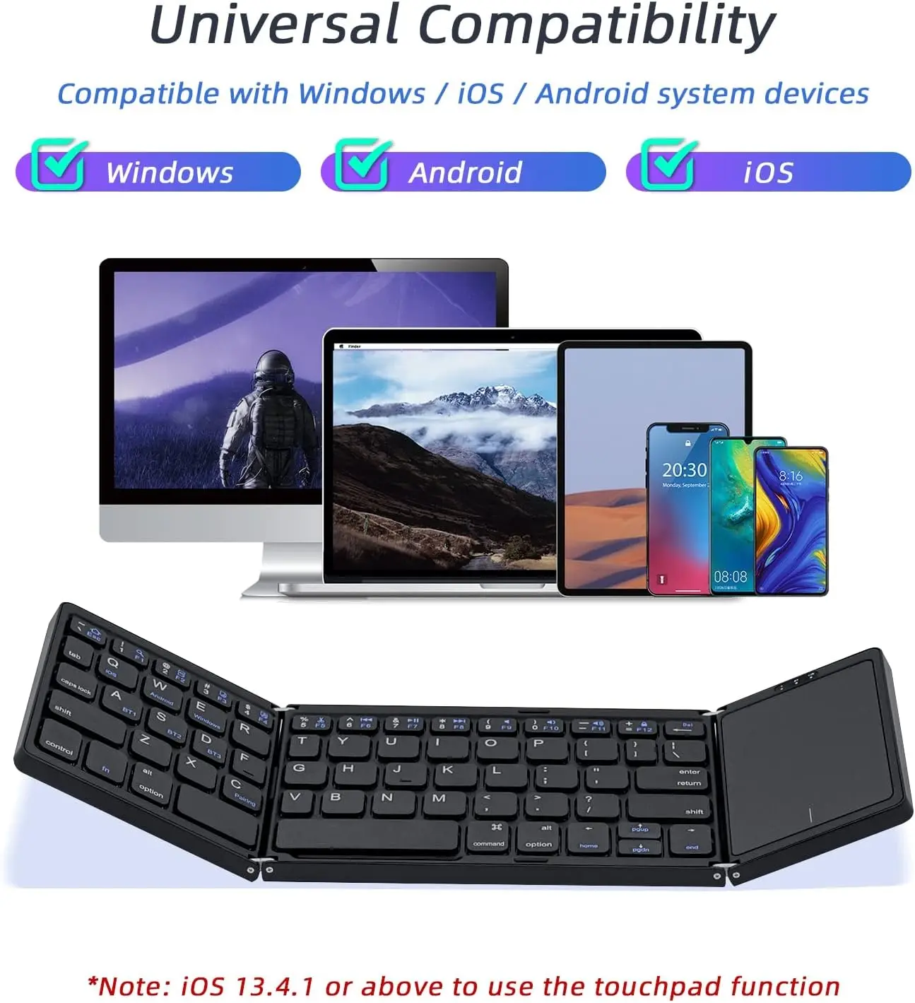 Imagem -05 - Teclado sem Fio Dobrável com Touchpad Portátil Recarregável Suporta Vários Dispositivos Macos Lenovo go