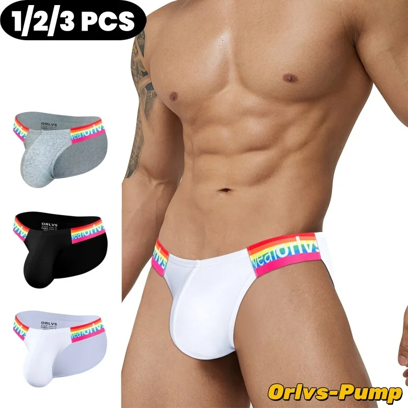 

1/2/3 шт., сексуальное мужское нижнее белье, хлопковые мужские трусы, разноцветные полосатые мужские трусы-бикини, трусы с ремешком для геев, трусы Sissy Pouch Cuecas