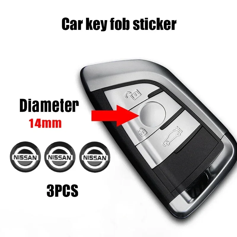 

3pcs 14mm Car Key Logo Emblem Decorative Sticker for Nissan Tiida Sentra Teana X Trail T30 T32 Almera Qashqai J10 J11 Leaf Juke