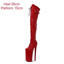 seekMate Space and Europe and America Super Fashion Super Sexy 26cm Super High Heel 58cm Boots Stage Steel Tube Over knee Boots